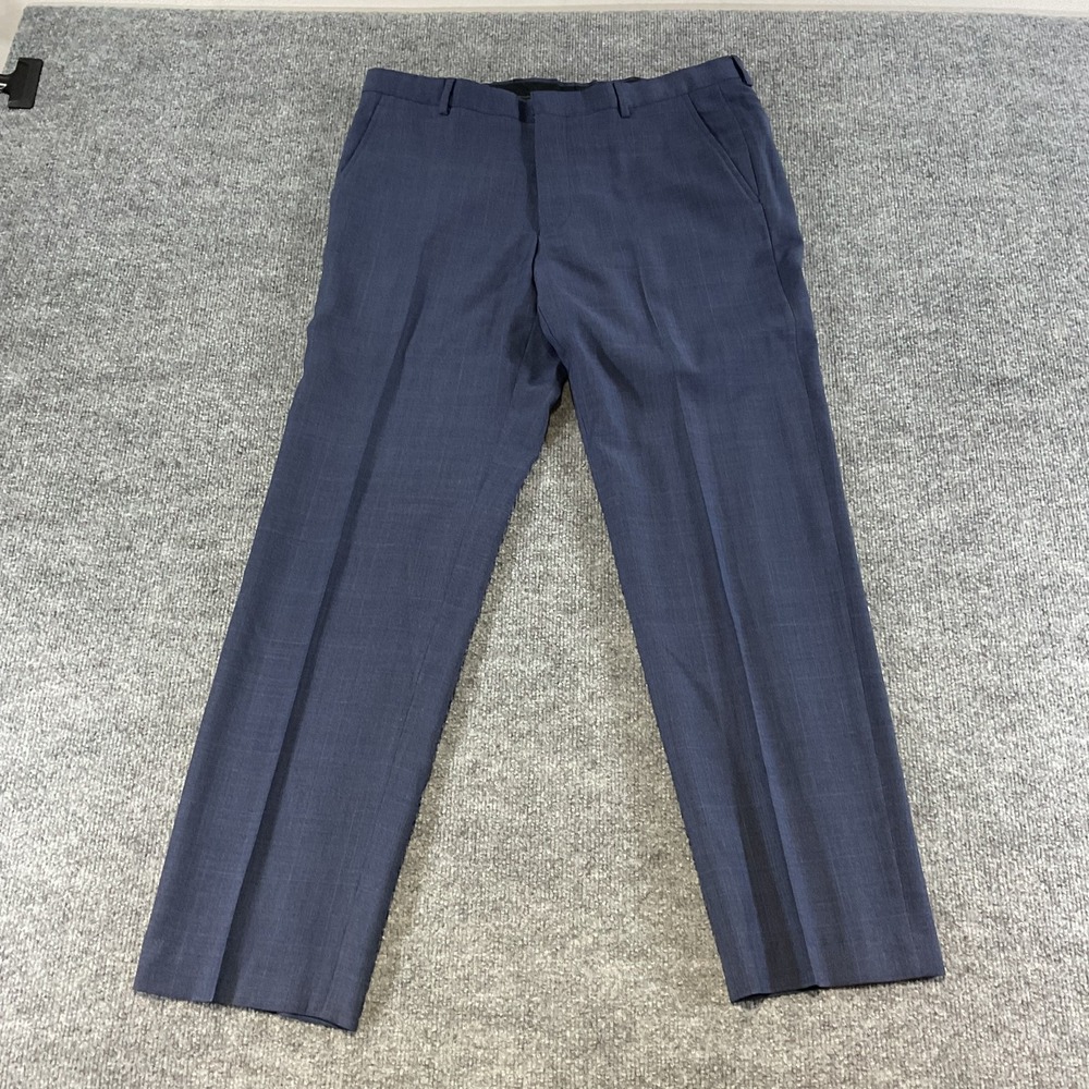 Reserve Dress Pants 39x33 Blue Slim Fit Flat Front Mens Business Formal Slacks